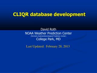 CLIQR database development