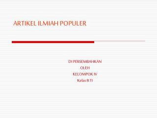 ARTIKEL ILMIAH POPULER