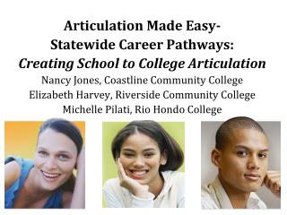 Articulation Made Easy- Statewide Career Pathways: Creating School to College Articulation