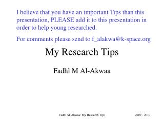 My Research Tips