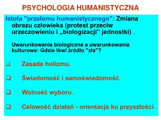PSYCHOLOGIA HUMANISTYCZNA