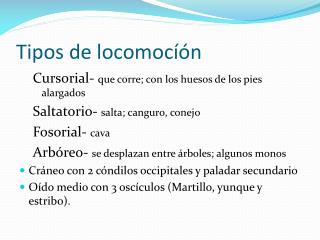 Tipos de locomocíón