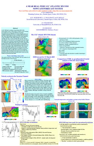 HYCOM data assimilation Short term: ▪ Improve current OI based technique