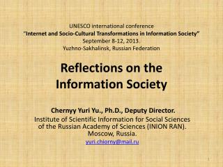 Chernyy Yuri Yu., Ph.D., Deputy Director.