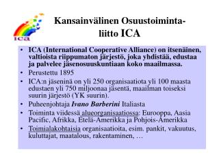 Kansainvälinen Osuustoiminta- liitto ICA