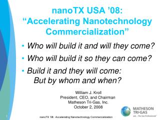 nanoTX USA ’08: “Accelerating Nanotechnology Commercialization”