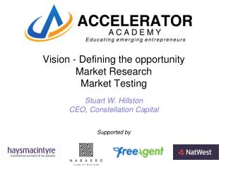 Vision - Defining the opportunity Market Research Market Testing Stuart W. Hillston