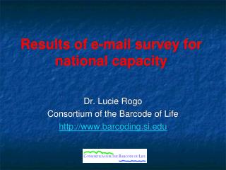 Results of e-mail survey for national capacity