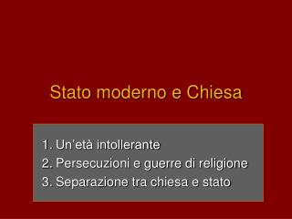 Stato moderno e Chiesa