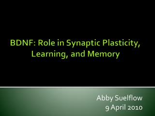 BDNF: Role in Synaptic Plasticity, Learning, and Memory