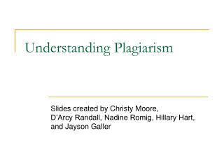 Understanding Plagiarism