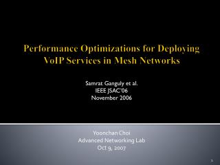 Performance Optimizations for Deploying VoIP Services in Mesh Networks