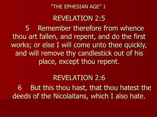 “THE EPHESIAN AGE” 1