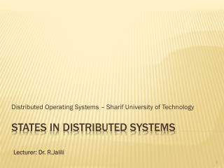 STATES IN DISTRIBUTED SYSTEMS