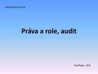 Práva a role, audit