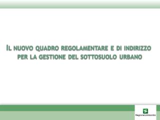 UN PUNTO DI RIFERIMENTO PER CHI OPERA NEL SOTTOSUOLO