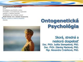 Ontogenetická Psychológia