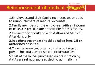 Reimbursement of medical expenses