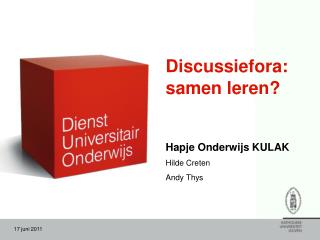 Discussiefora: samen leren?