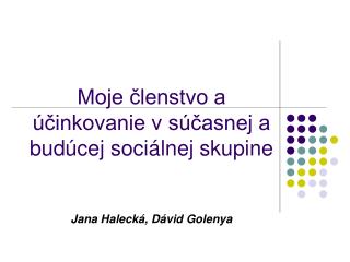 Moje členstvo a účinkovanie v súčasnej a budúcej sociálnej skupine Jana Halecká, Dávid Golenya