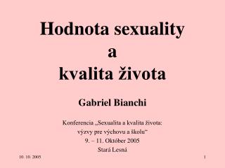 Hodnota sexuality a kvalita života