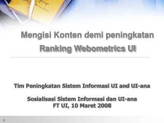 Mengisi Konten demi peningkatan Ranking Webometrics UI