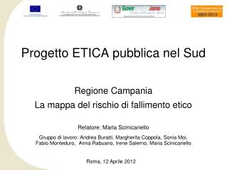 Progetto ETICA pubblica nel Sud