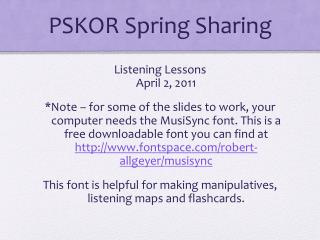 PSKOR Spring Sharing