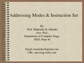 Addressing Modes &amp; Instruction Set