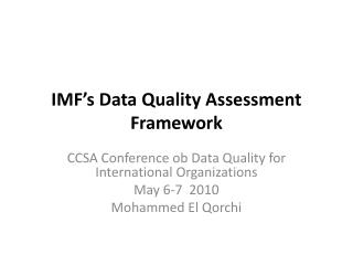 IMF’s Data Quality Assessment Framework