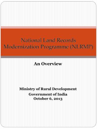 National Land Records Modernization Programme (NLRMP)