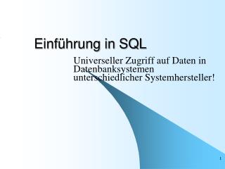 Einführung in SQL