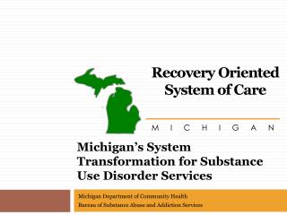 Michigan’s System Transformation for Substance Use Disorder Services