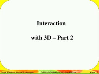 Interaction with 3D – Part 2