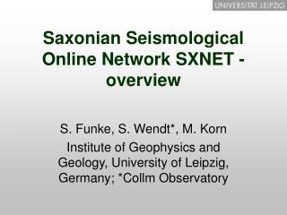 Saxonian Seismological Online Network SXNET - overview