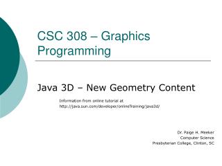 CSC 308 – Graphics Programming