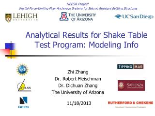 Analytical Results for Shake Table Test Program: Modeling Info