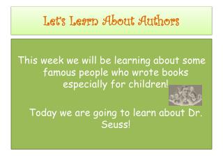 Let’s Learn About Authors