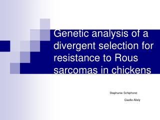 Genetic analysis of a divergent selection for resistance to Rous sarcomas in chickens