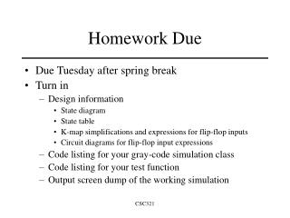 Homework Due