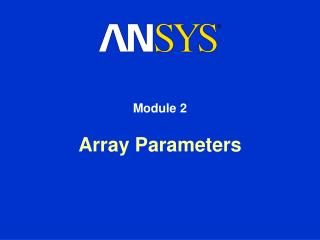 Array Parameters