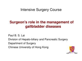 Intensive Surgery Course