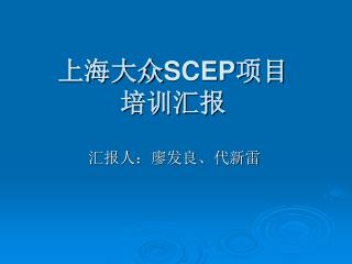 上海大众 SCEP 项目 培训汇报