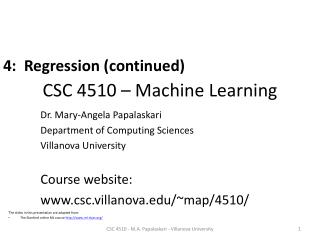 CSC 4510 – Machine Learning