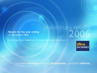 Results for the year ending 31 December 2006