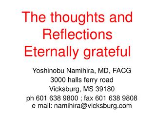 The thoughts and Reflections Eternally grateful