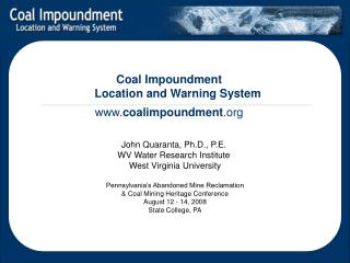 Coal Impoundment Location and Warning System coalimpoundment