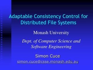 Adaptable Consistency Control for Distributed File Systems