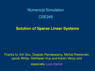 Solution of Sparse Linear Systems