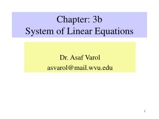 Chapter: 3b System of Linear Equations